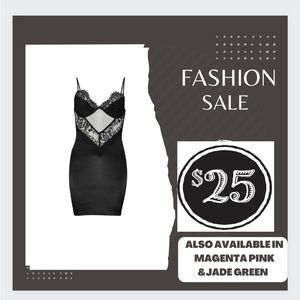Black satin sexy body-con dress !